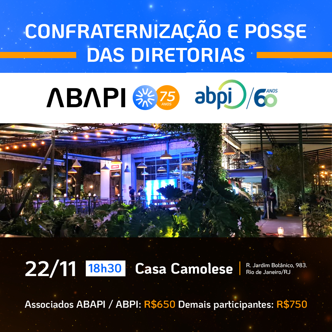 Diretoria da ABAPI toma posse dia 22/11 na Casa Camolese, no Rio